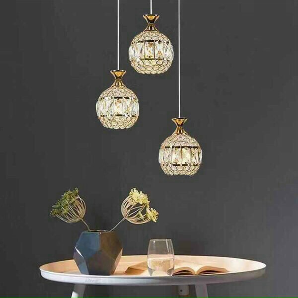 Đèn thả: Bộ 3 đèn thả trần pha lê sang trọng đèn thả bàn ăn phòng ngủ HY2286 bao gồm bóng led