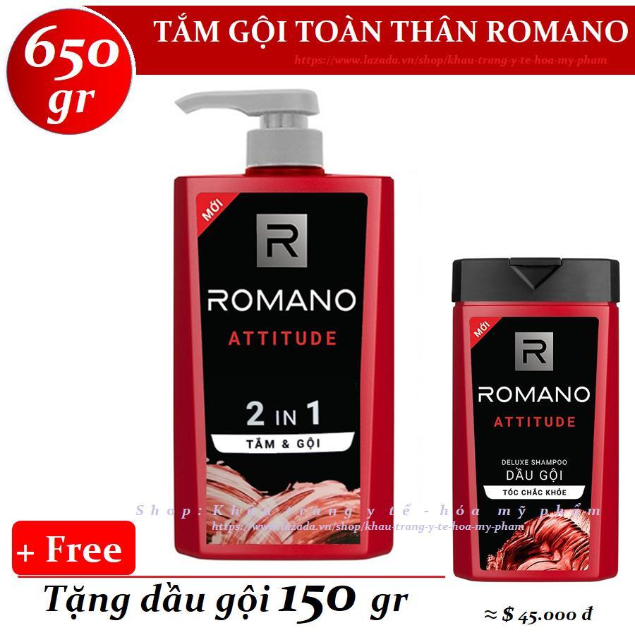 [HCM]Romano - Tắm gội toàn thân 2trong1 Attitude 650 gr + Tặng dầu gội 150 gr