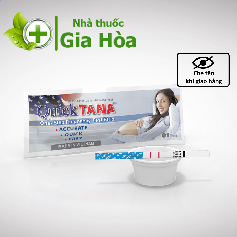 [CHÍNH HÃNG] Que thử thai Quicktana HCG Pregnancy Test Strip dụng cụ phát hiện thai sớm, chính xác (Tanaphar) [CHE TÊN]