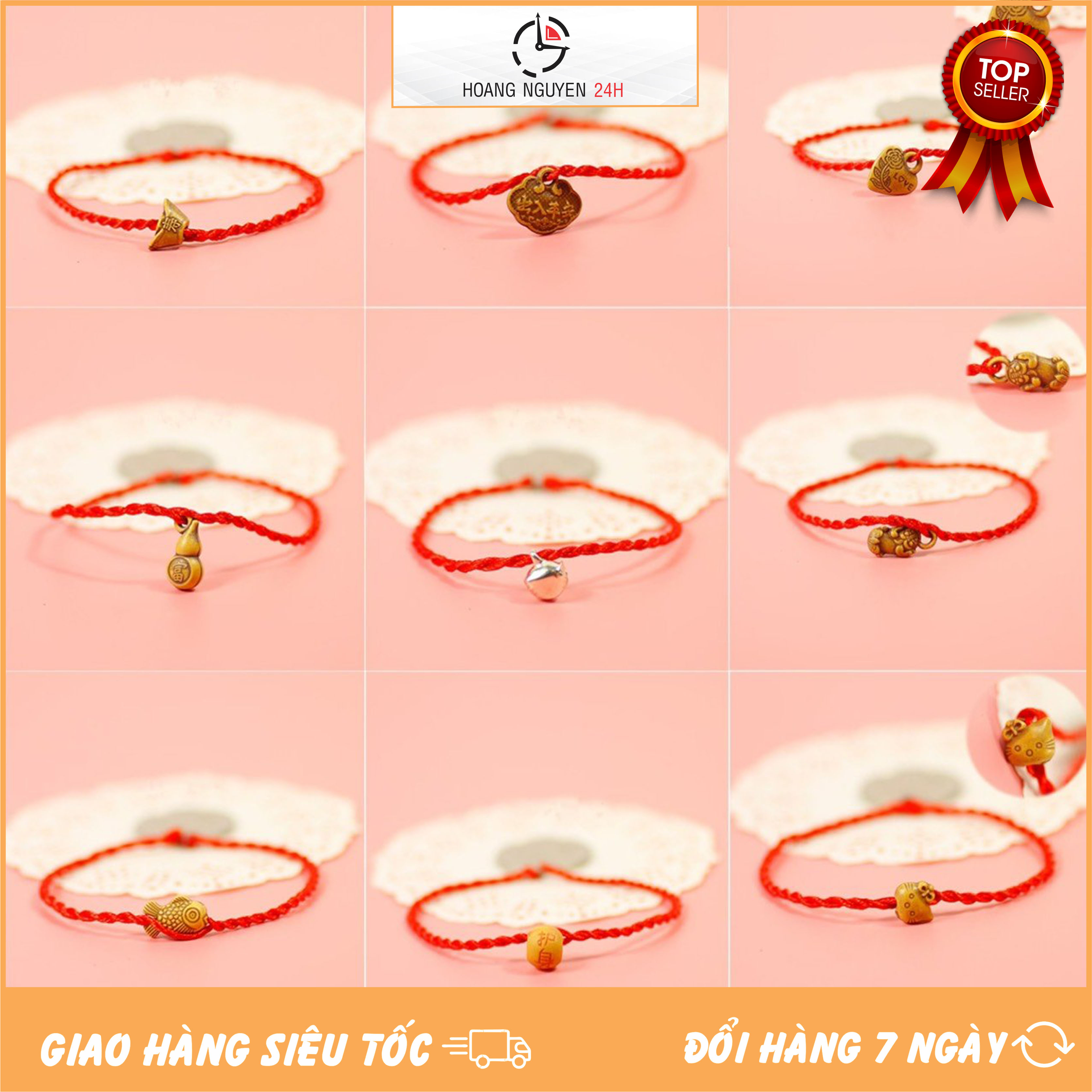 Vòng Tay Chỉ Đỏ May Mắn Handmade 145 Nhiều Hình Siêu Dễ Thương