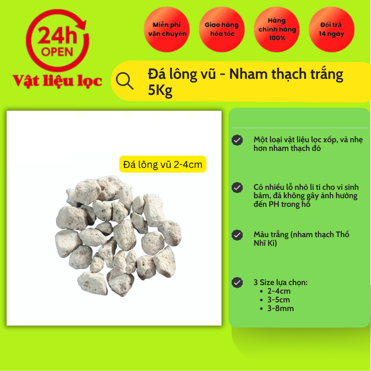 Combo 05Kg Đá Lông Vũ Nham Thạch Trắng