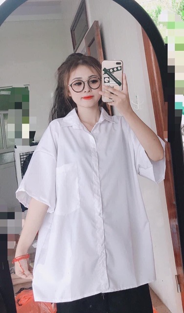 [Mã FAMAYWA giảm 10K đơn 50K] [HOTÁo sơ mi trắng cộc tay có túi