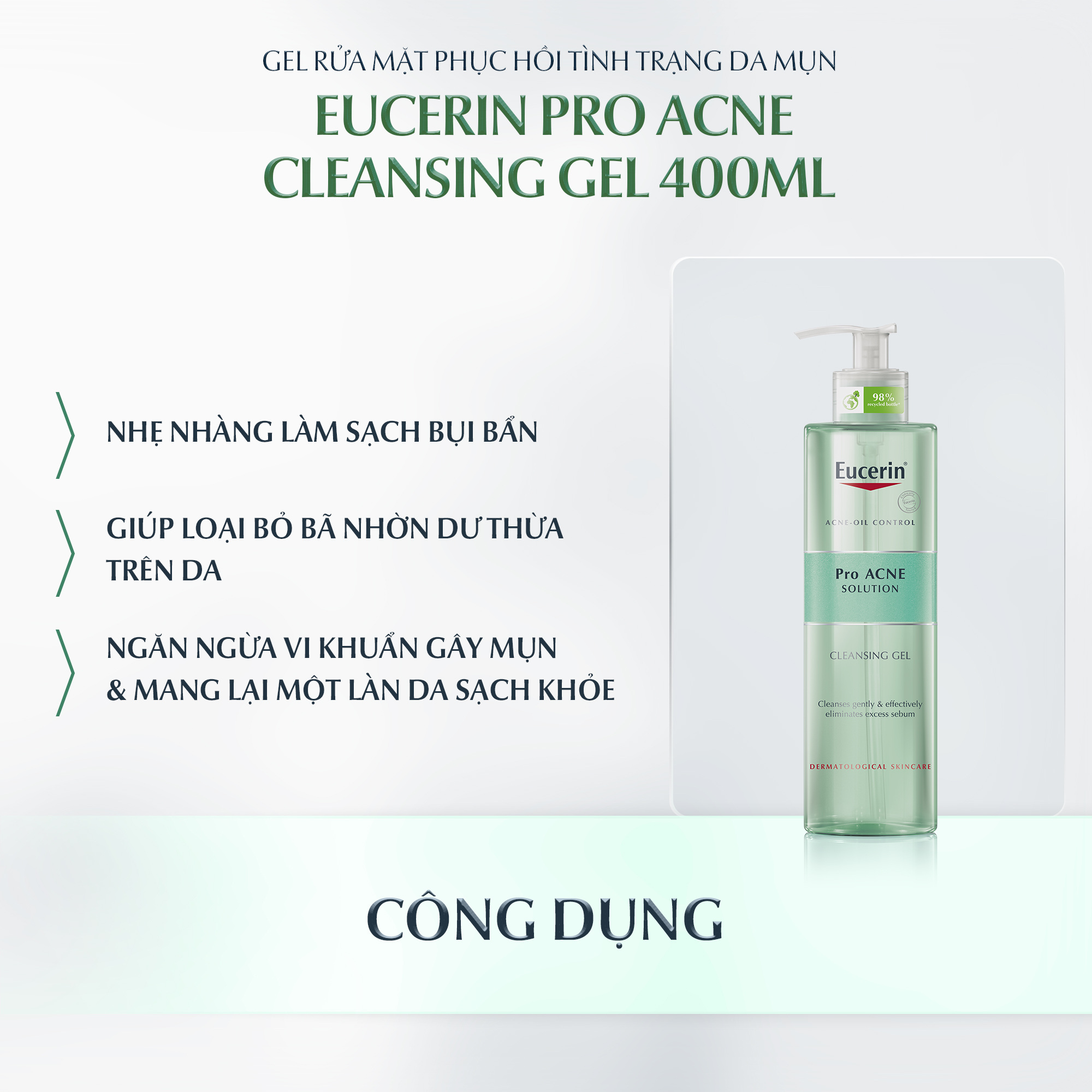 Gel rửa mặt Eucerin® DermoPure Clinical Purifying Cleanser 400ml