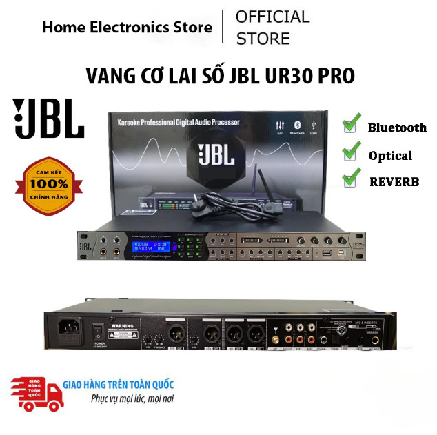 Vang Cơ Lai Số JBL UR30 PRO - Chống hú tối ưu, Effect mượt mà, cổng sub riêng biệt - Đầy đủ kết nối Bluetooth, AV, USB, Coaxial, cổng quang  - Màn hình hiển thị thông số - Cho âm thanh chất lượng tốt.