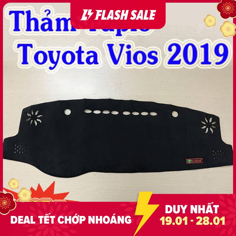 Thảm Taplo Xe Toyota Vios 2019 2020 2021 2022 2023 Mẫu Nhung Lông Cừu Cao Cấp Có Đế Chống Trượt Giúp Che Nắng Taplo, Chống Nứt Bạc Màu Taplo, Chống Lóa Mắt Và Tăng Thẩm Mỹ Cho Xe
