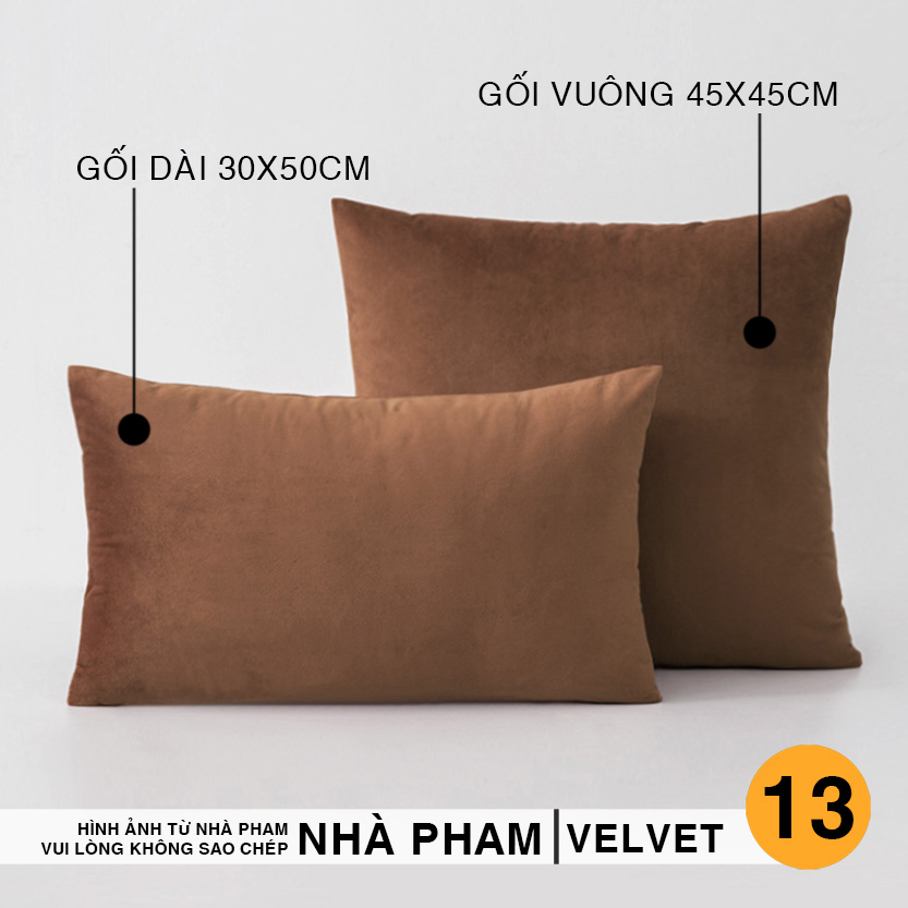 Gối Sofa Trang Trí VELVET PHAM, Vải Nhung, (45x45cm) và (30x50cm)