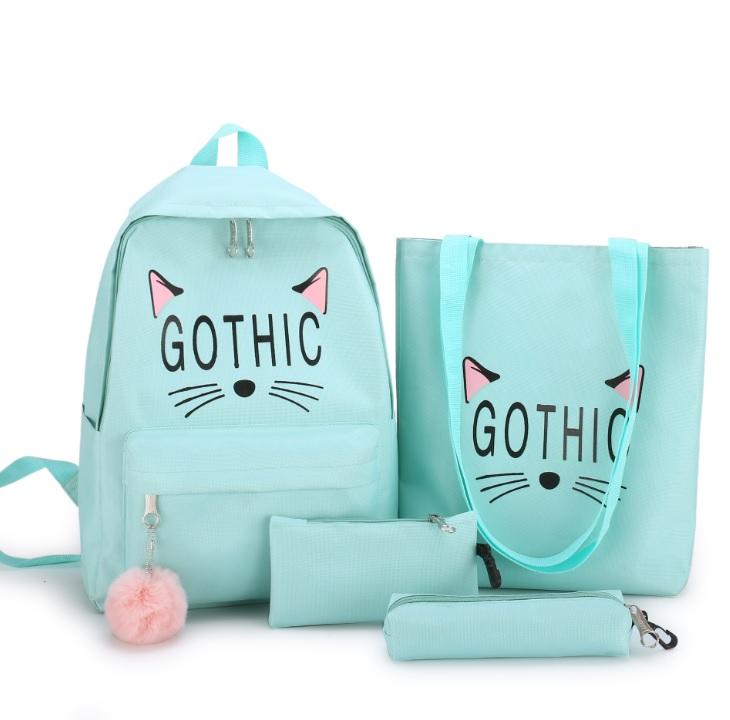 COMBO BỘ 4 MÓN BALO DỄ THUÔNG HÌNH MÈO GOTHIC