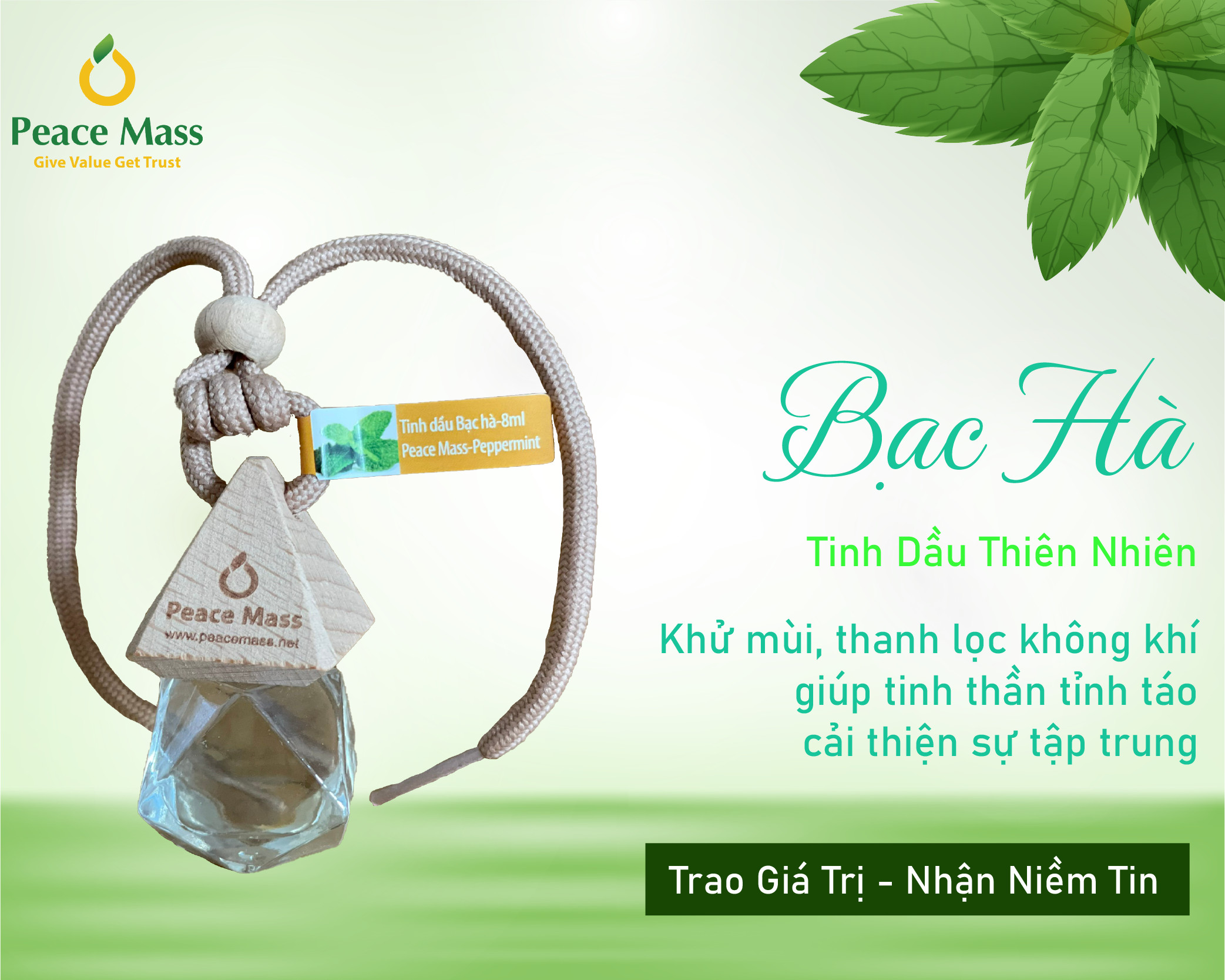 [TINH DẦU TỰ NHIÊN]  [DIỆT KHUẨN] [SANG TRỌNG] [TINH TẾ] [QUÀ TẶNG]  Tinh Dầu Tự Nhiên Peace Mass 8ml- Bạc Hà