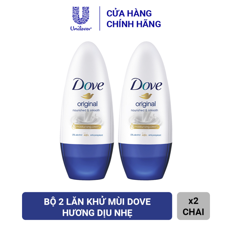 Combo 2 Lăn Khử Mùi Dove Original Nourished & Smooth Dưỡng Da Sáng Mịn Hương Dịu Nhẹ (40ml x 2) cao cấp