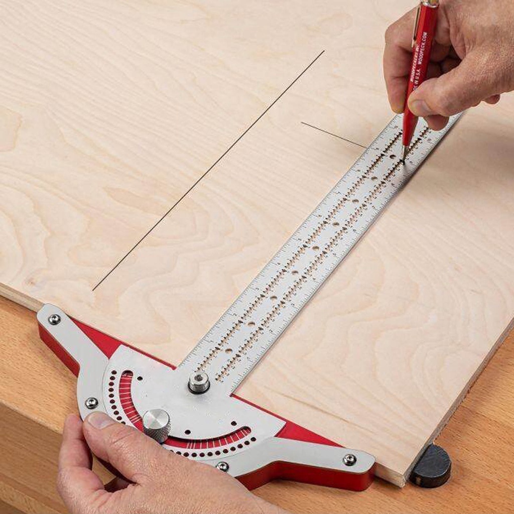 Adjustable Two-Arm Angle Measuring Ruler for Woodworking / Engineering / School / Office Use