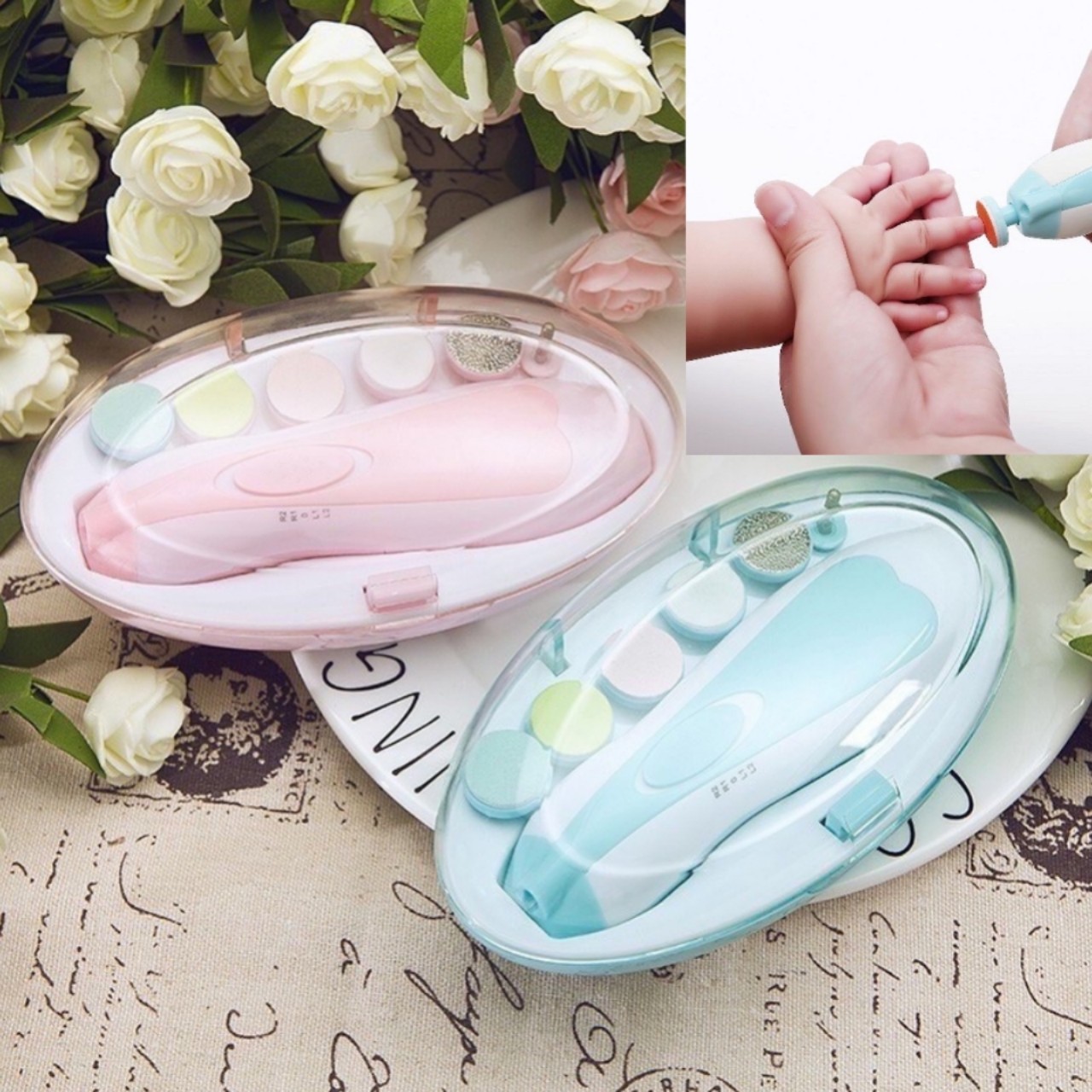Máy Mài Dũa Móng Tay Cho Bé Sơ Sinh Và Mẹ, bộ cắt móng tay cho mẹ và bé bằng máy cùng 7 món và 6 chức năng mài dũa an toàn siêu êm , cách cắt móng tay cho bé sơ sinh an toàn