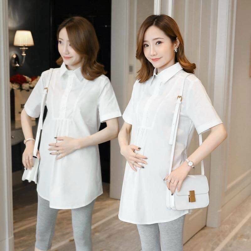 Áo bầu công sở chất mềm đẹp-áo bầu sơ mi