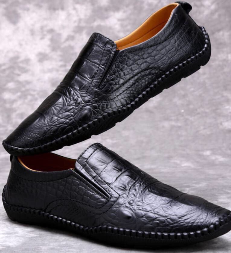 Giày Lười Da Bò Vân Cá - Bảo Hành 12 Tháng