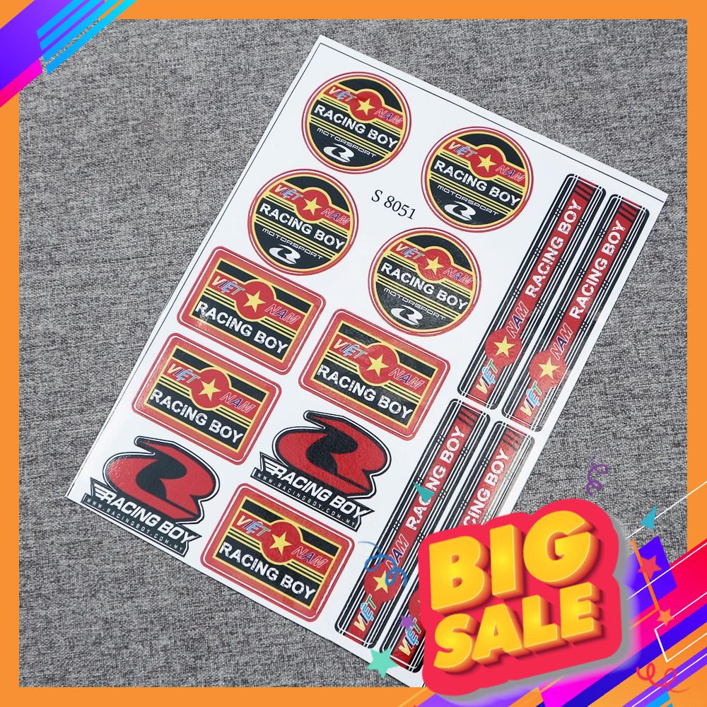 [XẢ KHO] BỘ TEM GIẤY NHIỀU STICKER VIỆT NAM RACING BOY SIÊU CHẤT