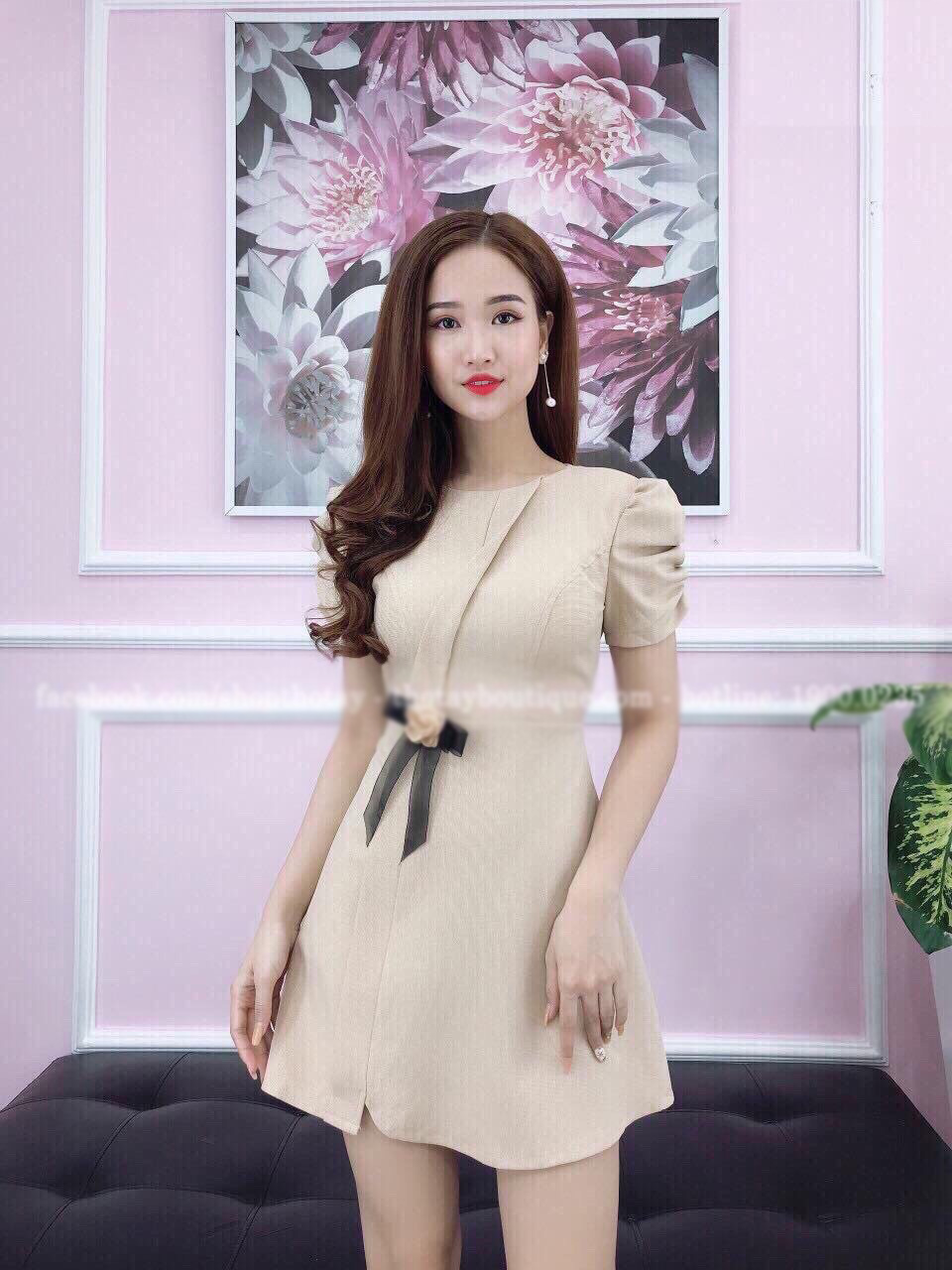 [HCM]Đầm  Nữ  Suông Thắt Nơ Eo Hông Tt Đ29