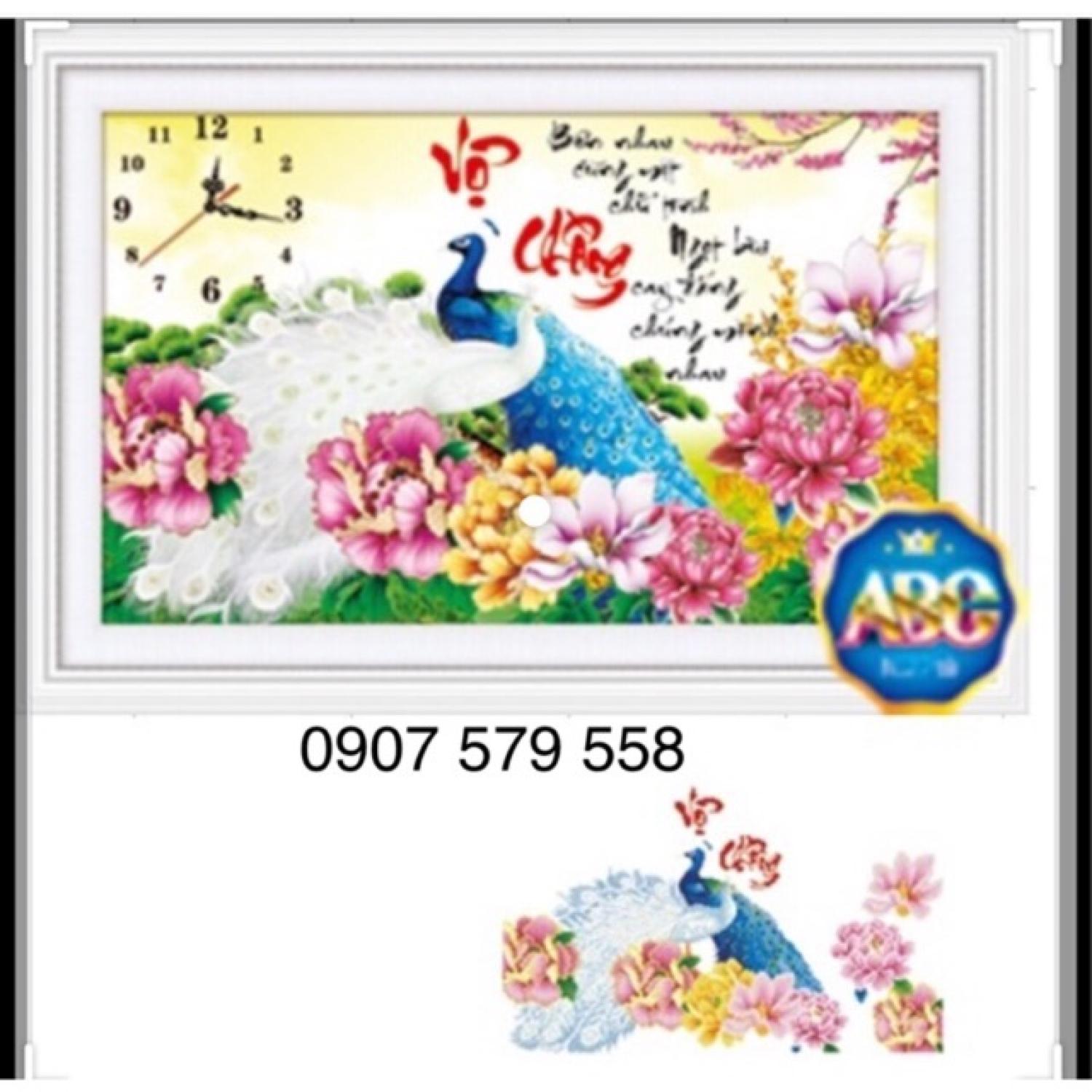 Tranh đính đá đồng hồ Vợ chồng
