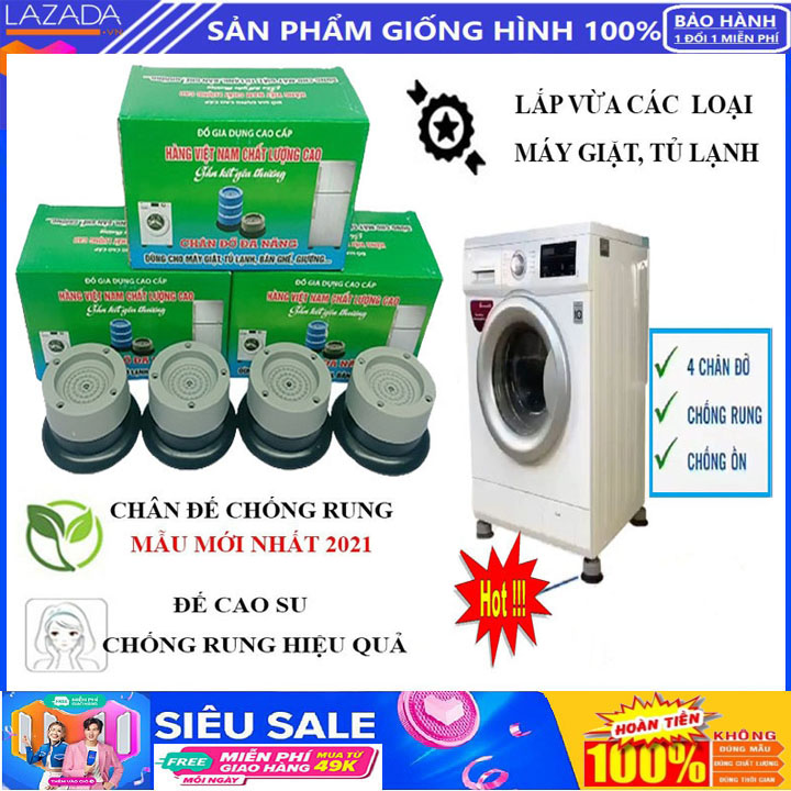 Bộ 4 miếng đệm cao su chống rung cho máy giặt - Chống rung máy giặt - Đế chống rung máy giặt, Kệ chống rung máy giặt, giảm tiếng ồn hiệu quả, cho máy giặt, bàn ghế