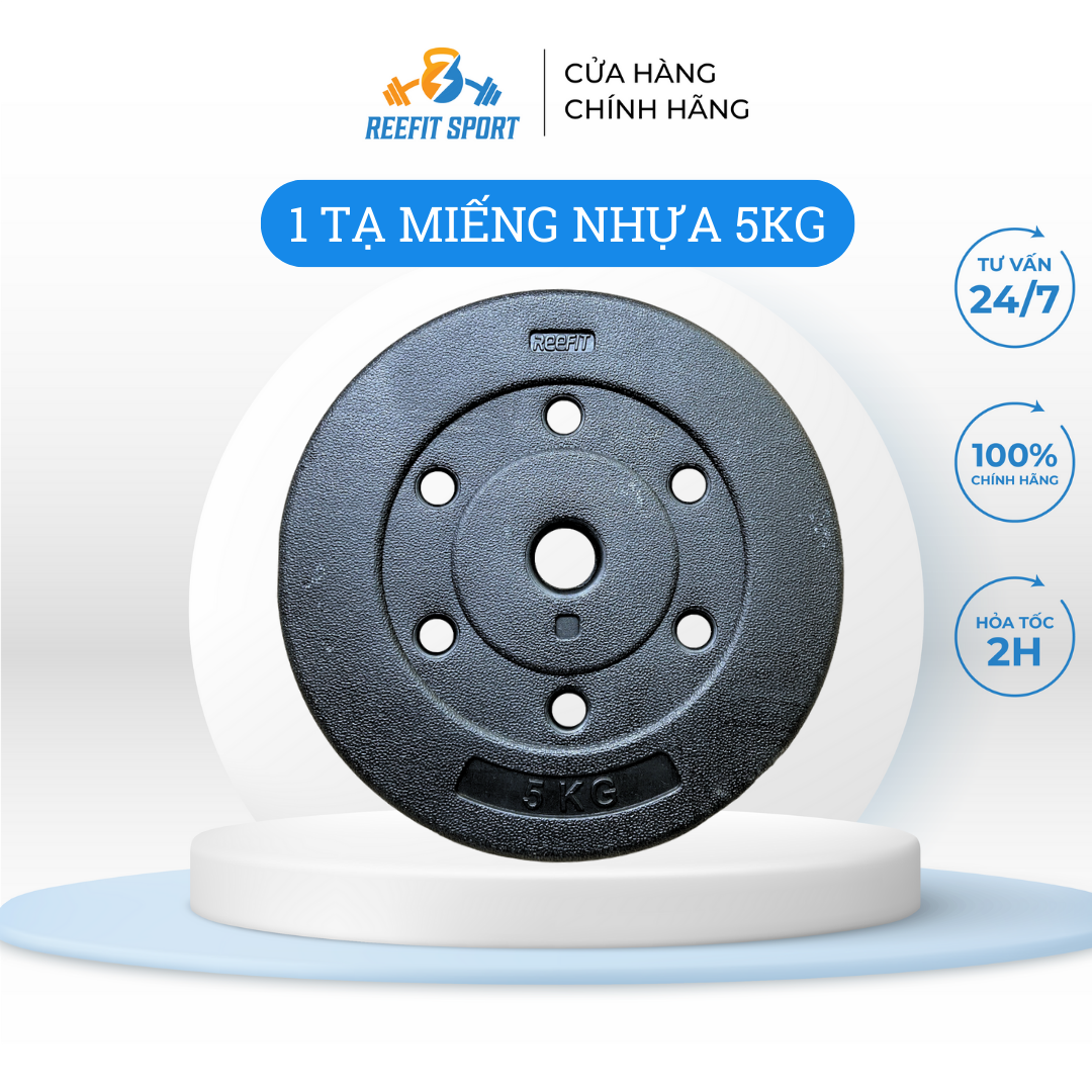 Tạ miếng nhựa 5kg phi 27 ( Đen)