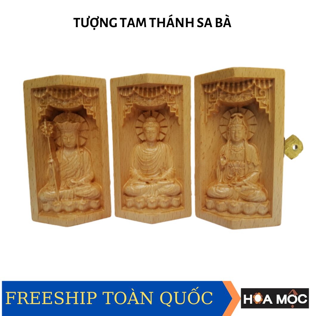 [HCM]Hộp Tượng Gỗ Tam Thánh Sa Bà