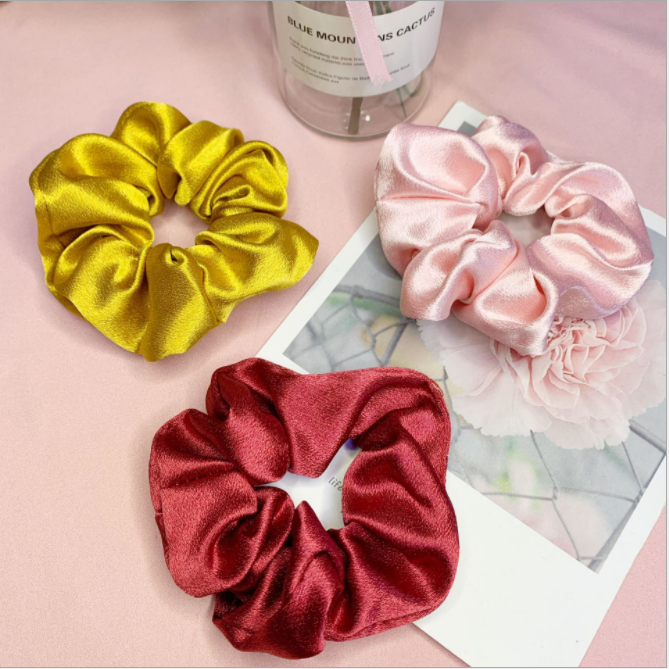 Dây Cột Tóc Scrunchies Vải Trơn Bóng