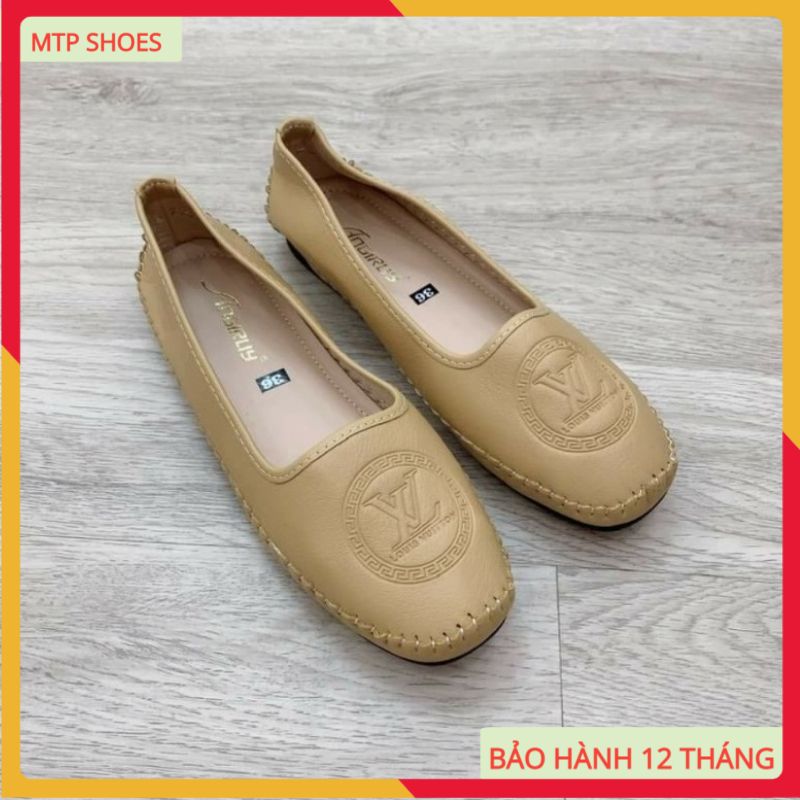 Giày lười nữ slip-on đế bệt da mềm đế cao su đúc