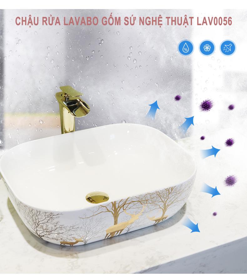 Chậu rửa lavabo gốm sứ nghệ thuật LAV0056 – Họa tiết dấu ấn mùa đông