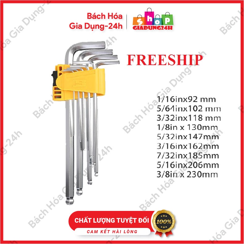 Bộ lục giác đầu bi, đầu hoa thị đa năng 9 món / bộ lục lăng / bo luc giac / bộ lục giác xịn / bộ lục giác-giadung24h