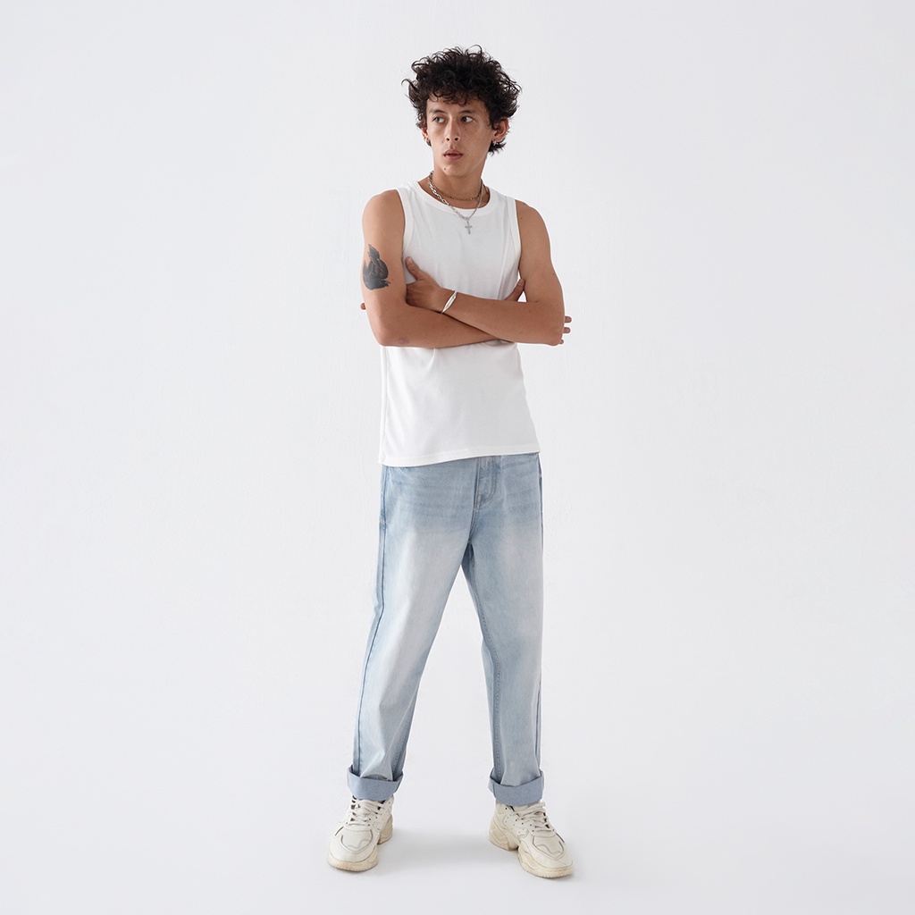 Áo thun ba lỗ trắng - White Ribbed Tank Top