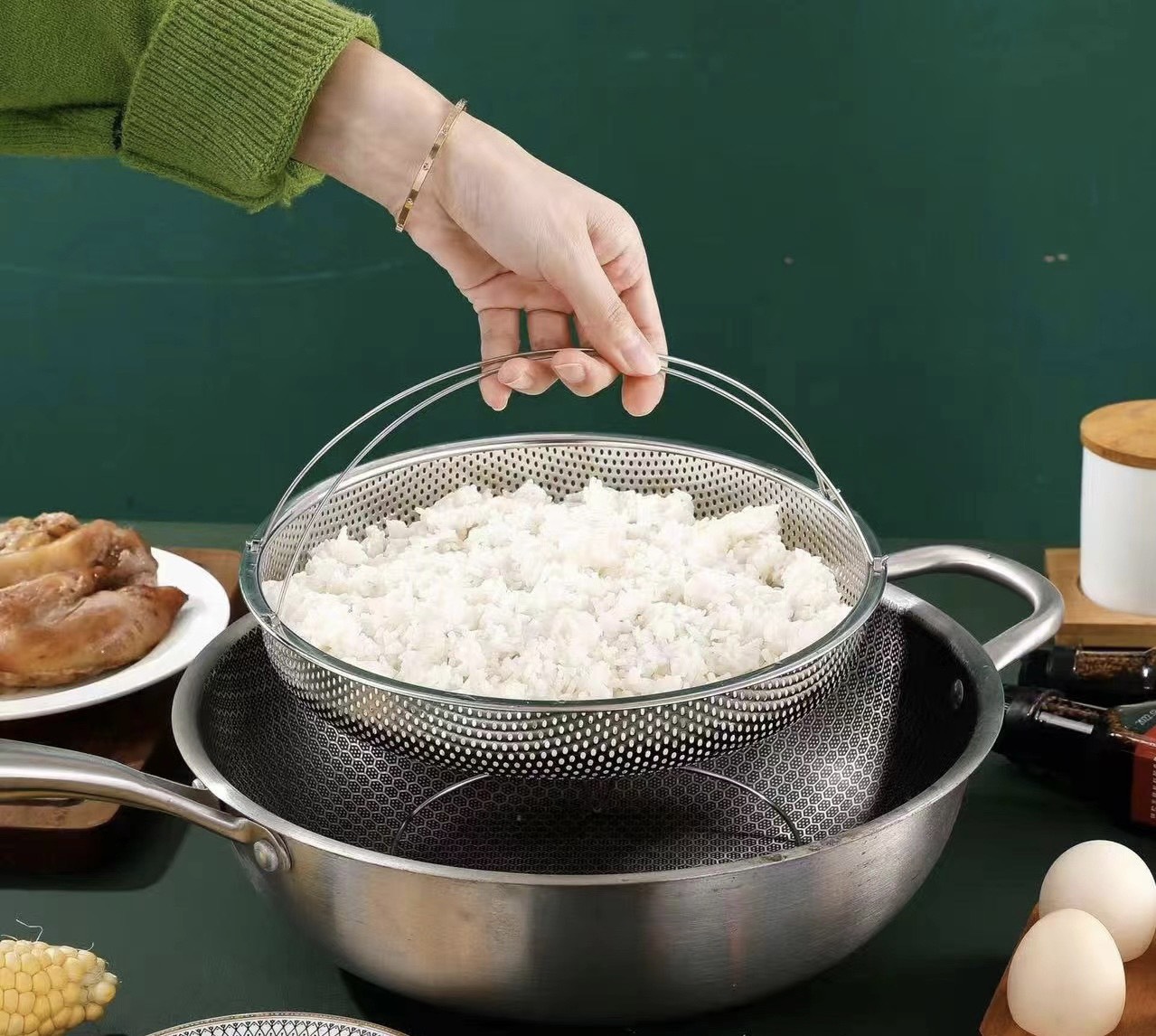 Khay hấp đồ ăn Inox tiện lợi