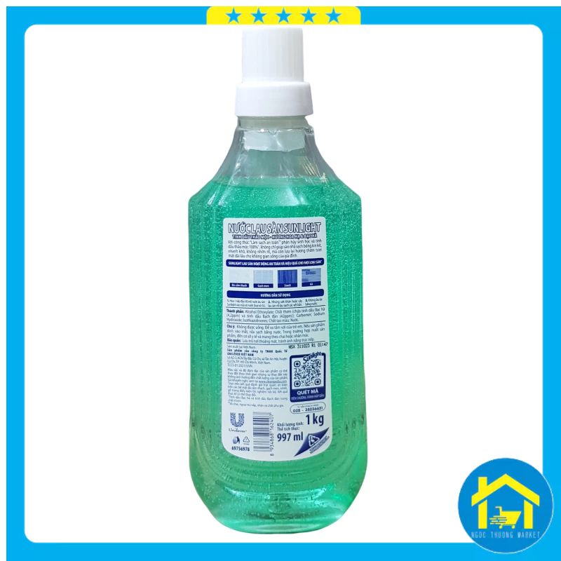 Nước lau sàn Sunlight chai 1kg (xanh, hồng, trắng)