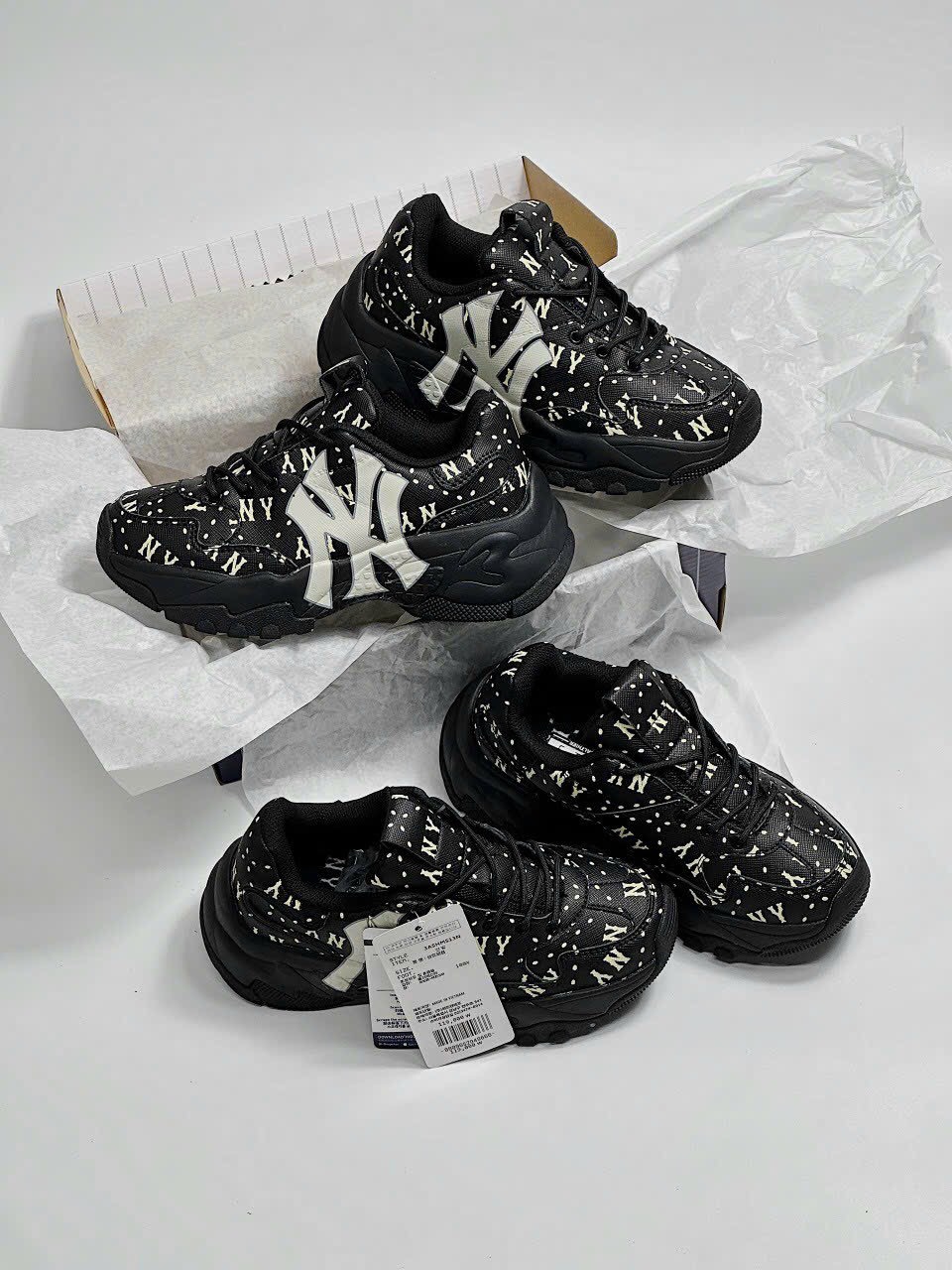 [TẶNG HỘP+TẤT] Giày MLB hàn quốc monogram Ny full đen hàng cao cấp size 36-43