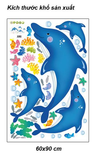 Decal dán tường Cá heo xanh- T137-kiddecals