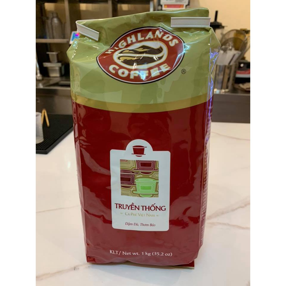 Cà phê Highland Truyền thống xay 1KG/ Cà phê Expresso nguyên hạt Full City Roast 1KG