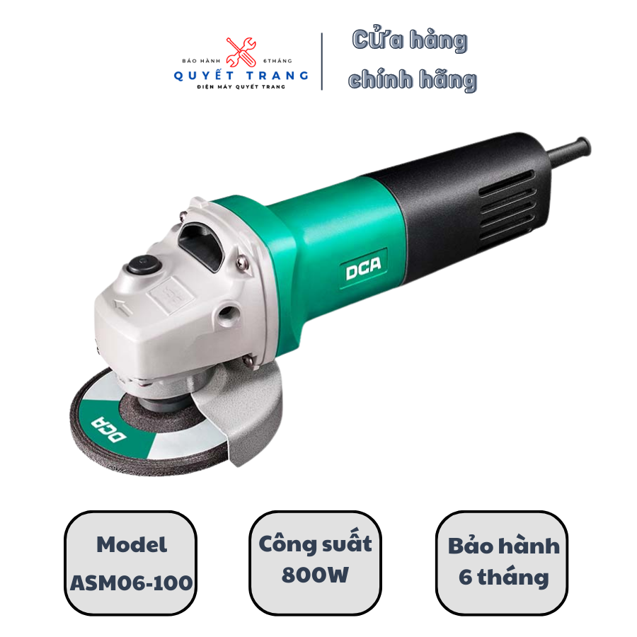 Máy mài cắt góc cầm tay dca 06-100 công suất lớn 800w chuẩn đồng 100% hàng chính hãng dca