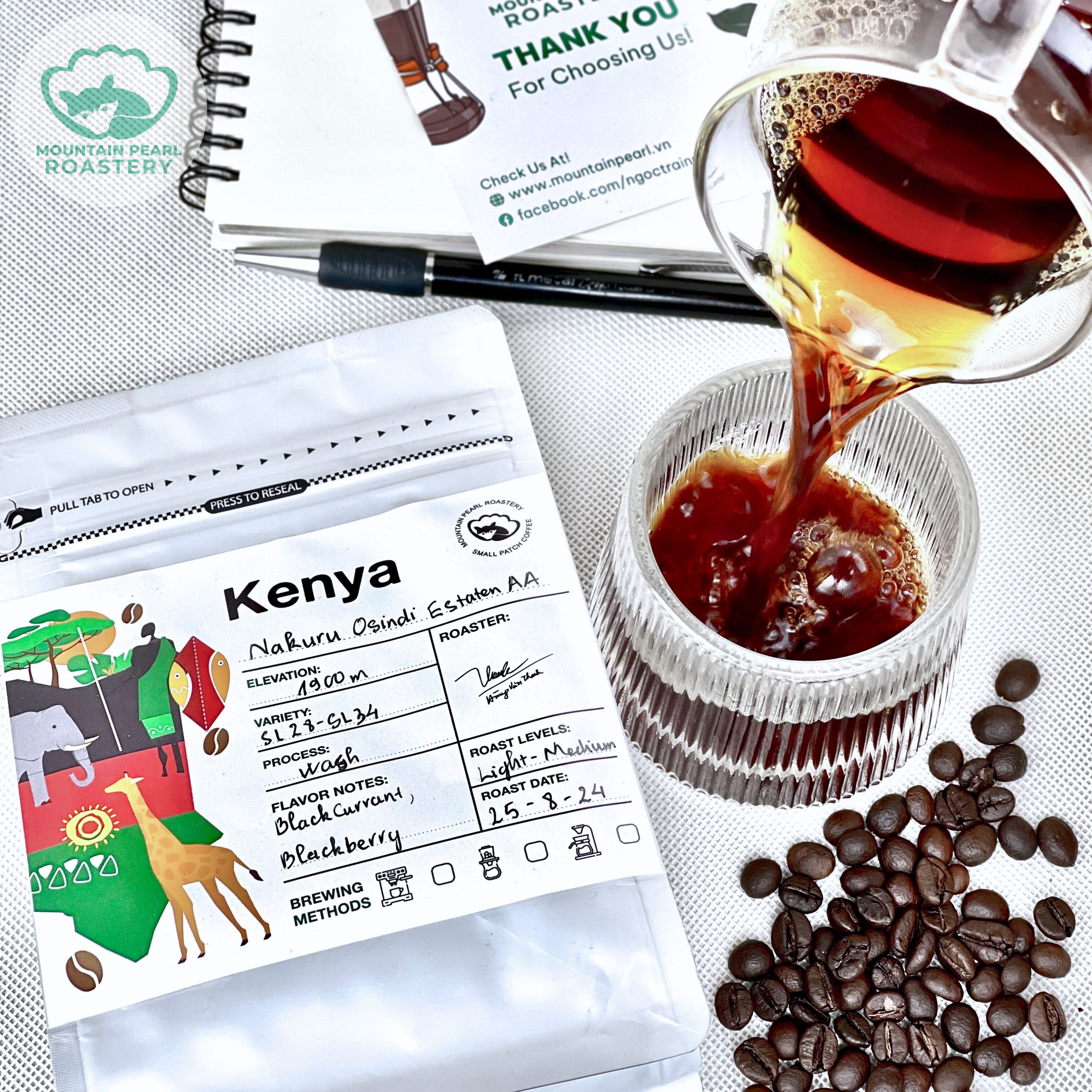 Cà Phê Kenya Kiambu 500Gr – Mountain Pearl Roastery – Rang Medium Hương Trái Cây Chín, Phù Hợp Pha Phin & Espresso