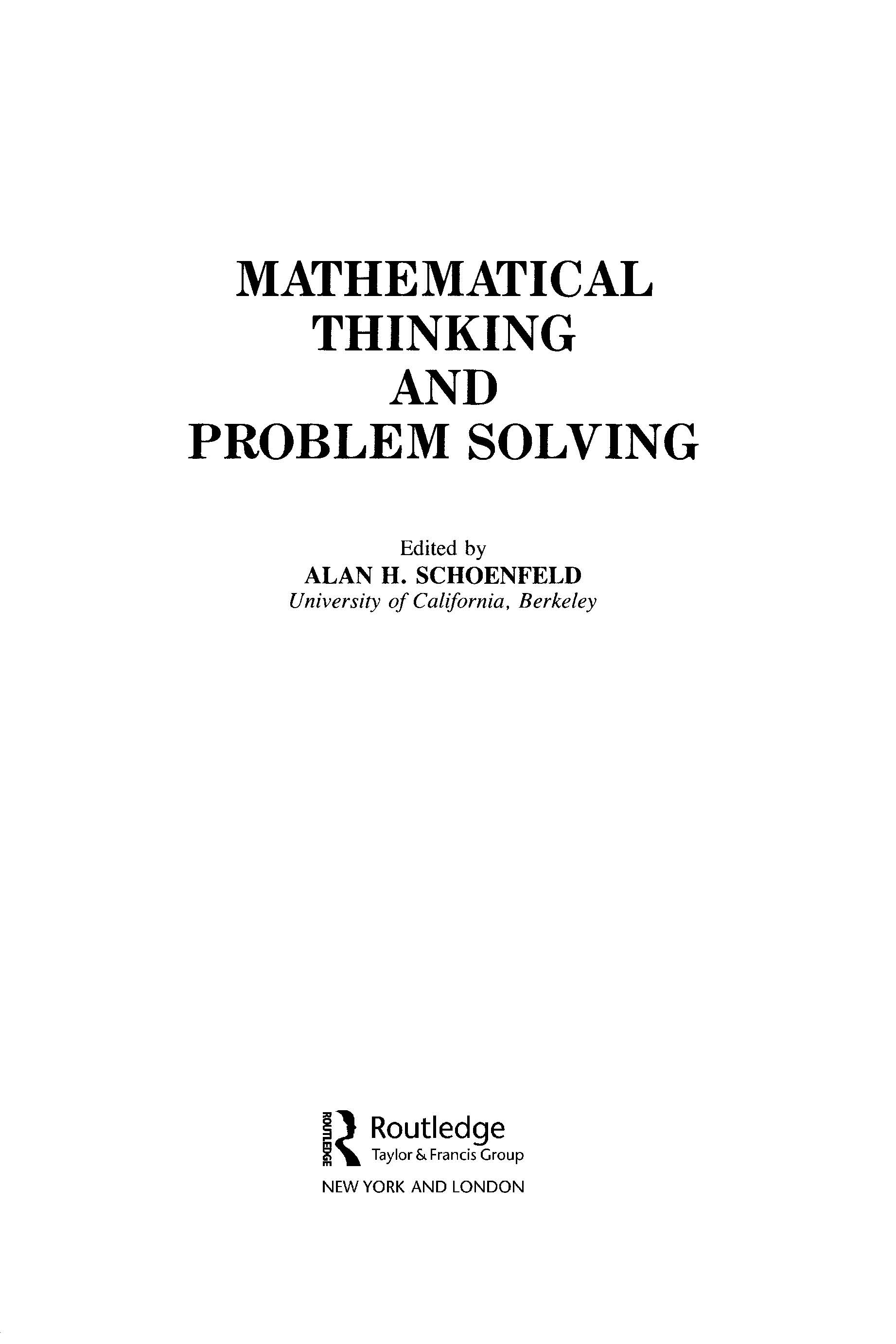 Mathematical Thinking and Problem Solving