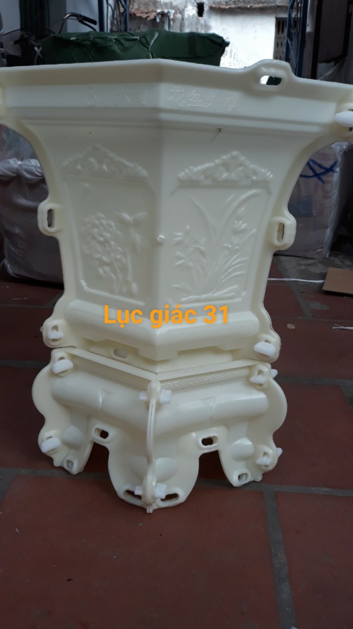 Khuôn đúc chậu lục giác 31 kèm chân quỳ (Khuôn nhựa ABS có lòng trong siêu bền, dễ sử dụng)