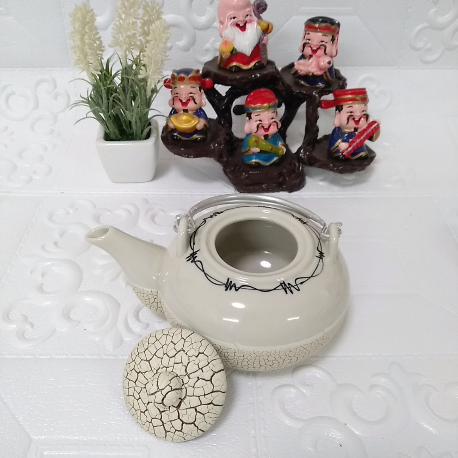 Bộ ấm chén men rạn Bát Tràng RT1 kèm khay