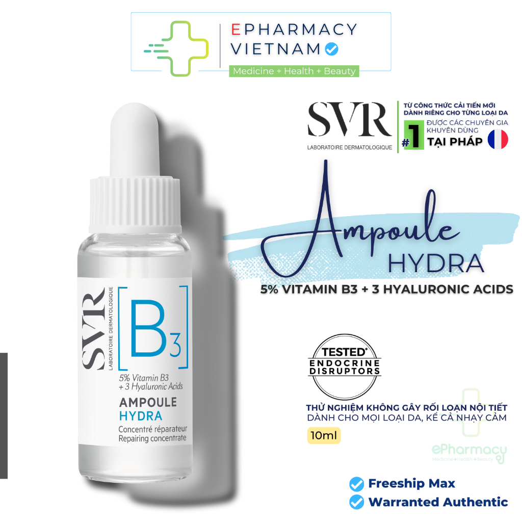 Serum dưỡng ẩm, phục hồi da và hạn chế nếp nhăn SVR [B3] Ampoule Hydra