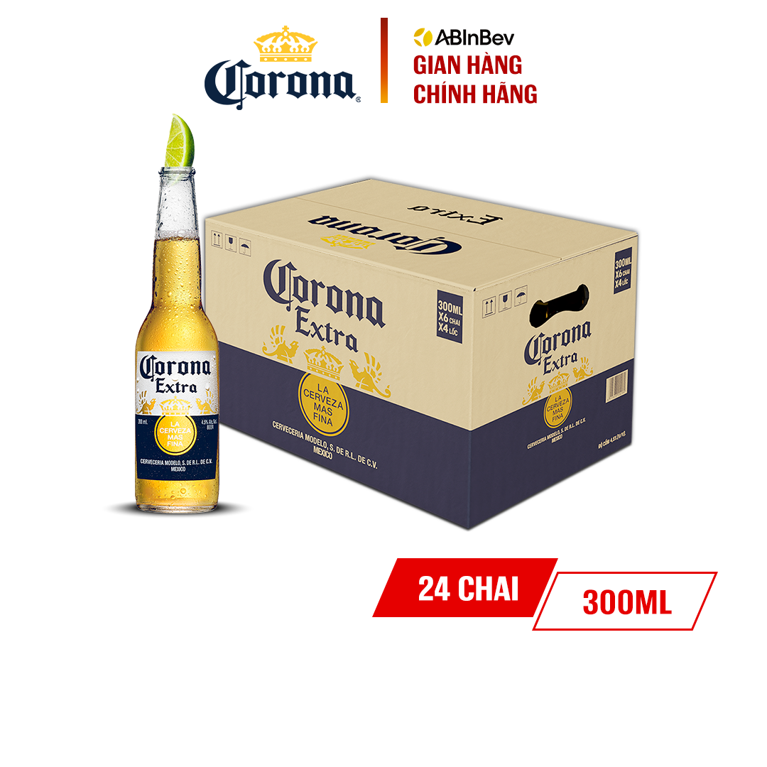 [25.11 - 29.11 VC ĐẾN 100K+FS] Thùng 24 Chai Bia Corona (300ml/chai)