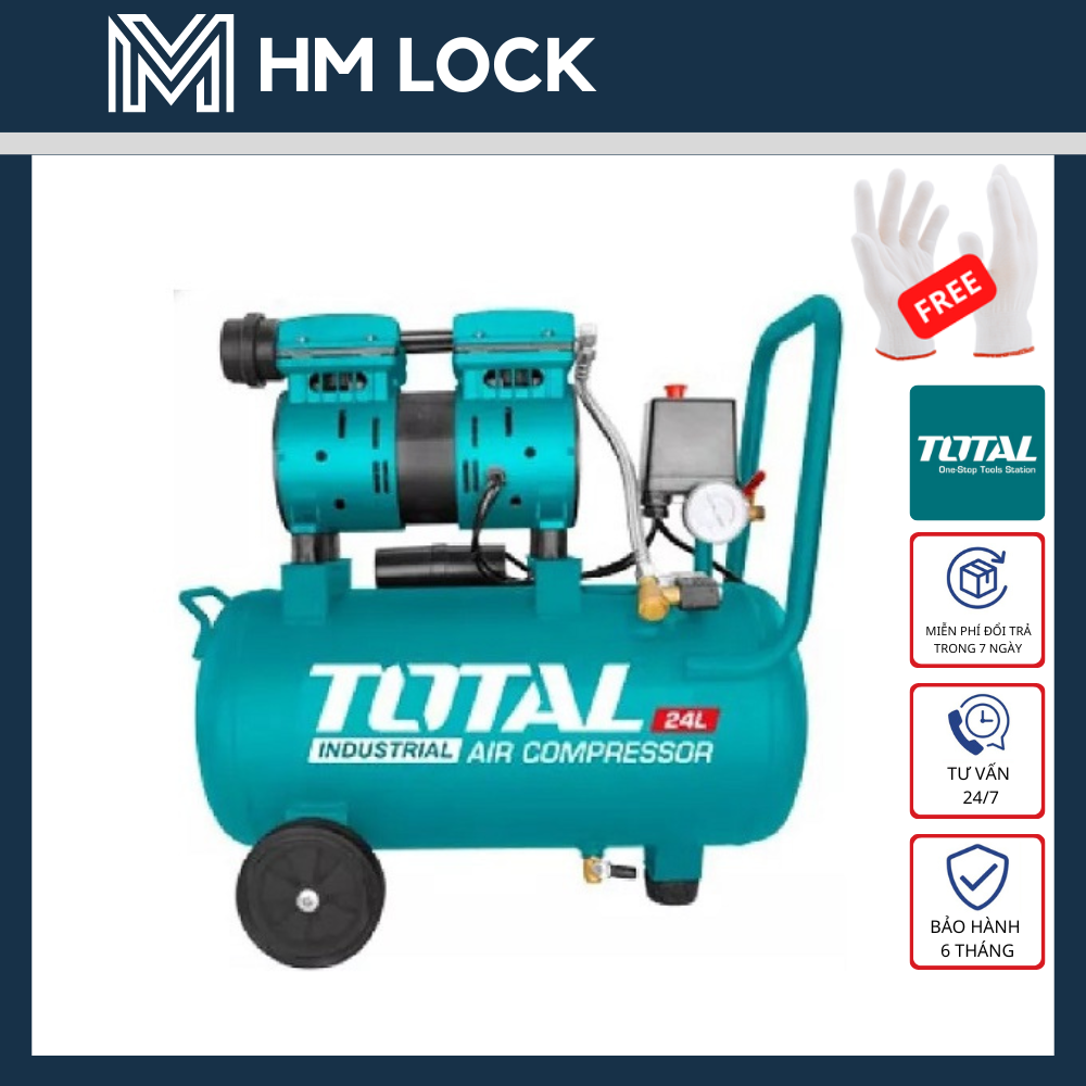 0.8hp máy nén khí không dầu 24 lít total - hàng chính hãng - tcs1075248t - hm lock