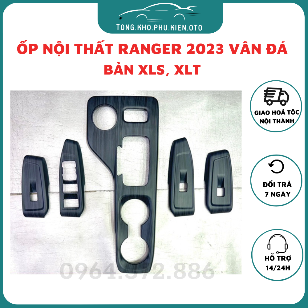 Ốp nội thất vân đá ford ranger 2023-2024 bản xls.xlt nhựa abs vân đá cao cấp