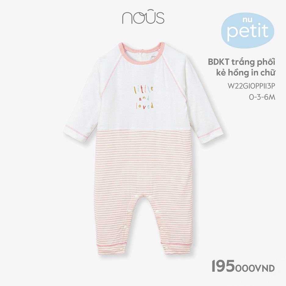 Bodysuit dài tay sơ sinh liền tất chất liệu mềm mại Nous