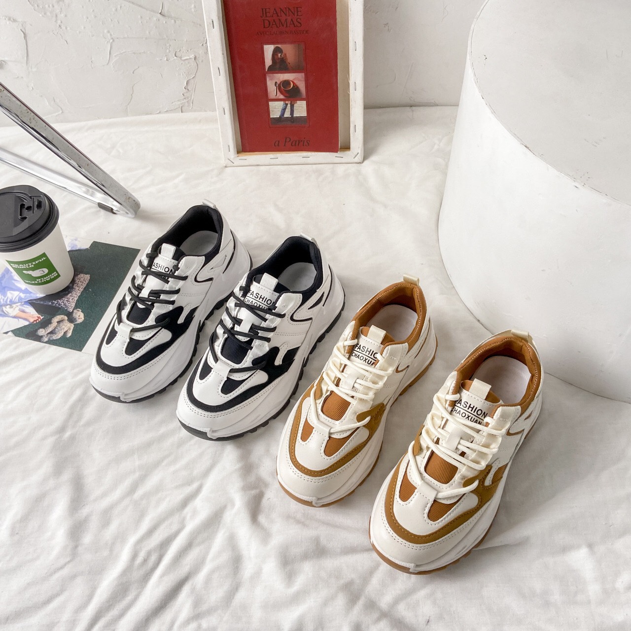 giày nữ sneaker phối màu đế độn mã mới 2022 AS3