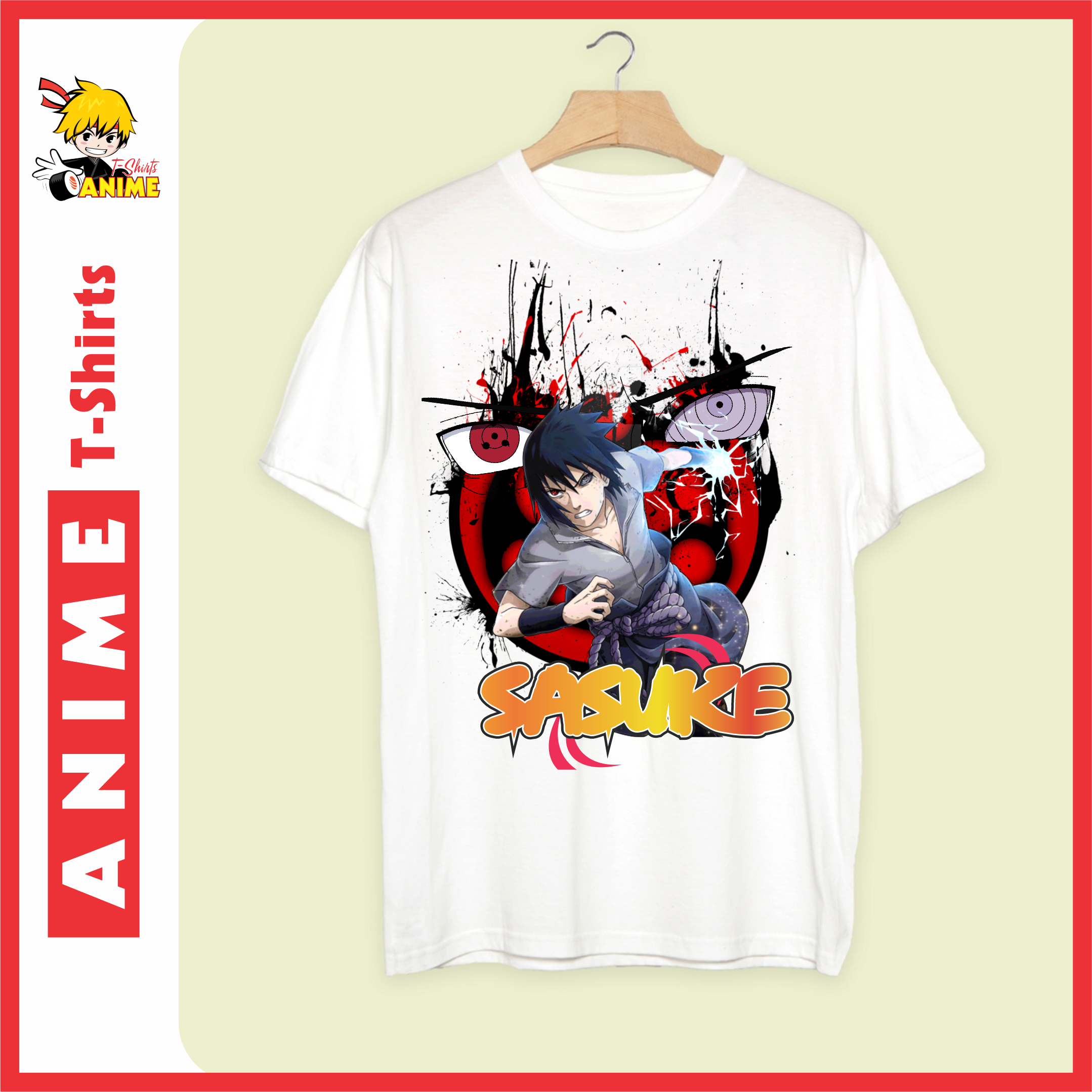 Áo thun đội Anime, in hình Uchiha Sasuke -  Naruto