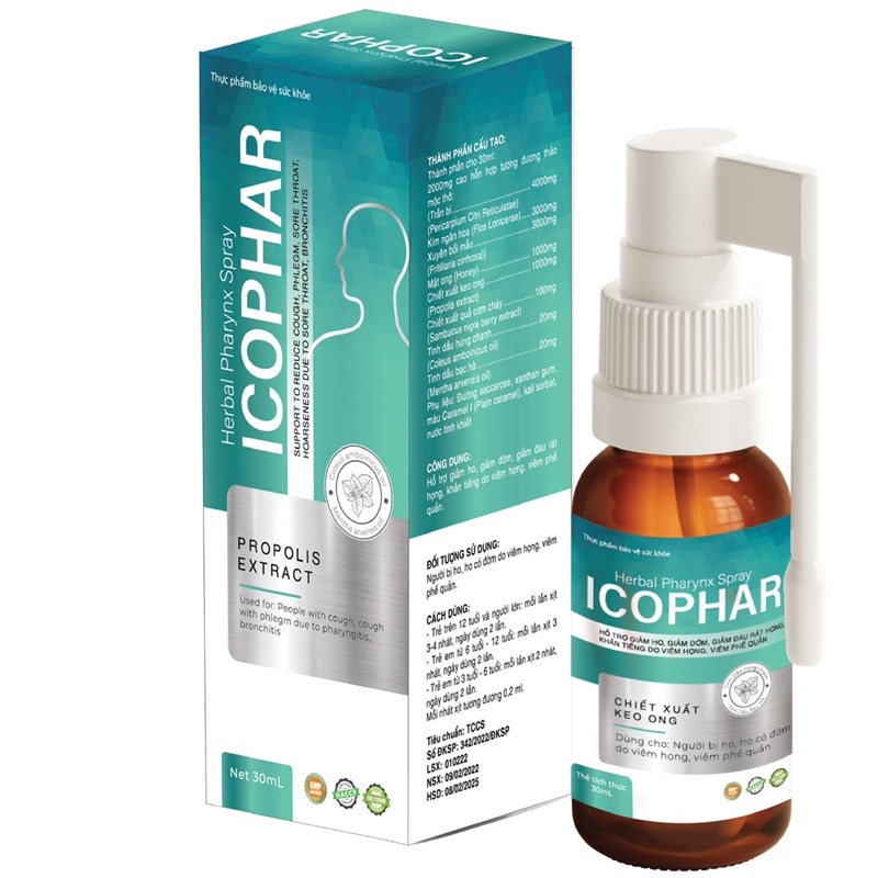 Xịt Họng Thảo Dược ICOPHAR Chai 30ml