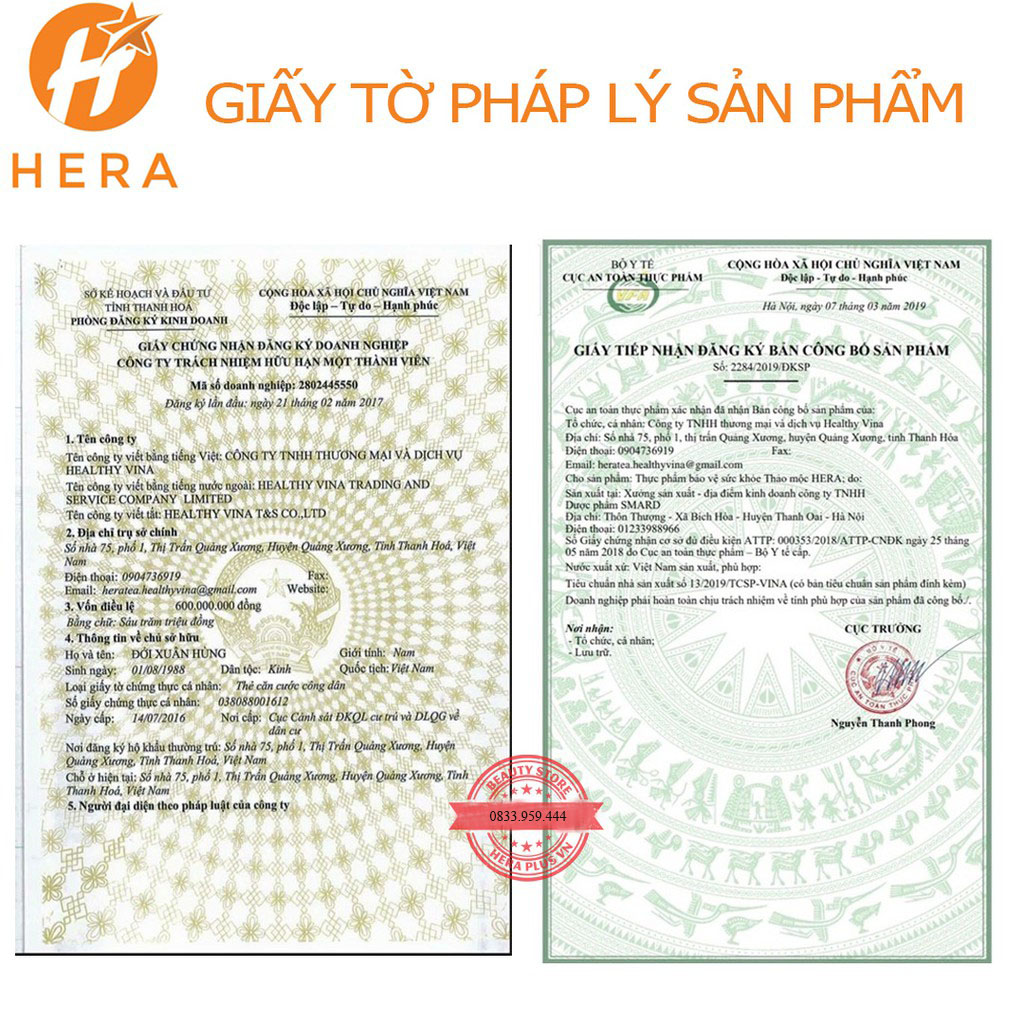 Trà Giảm cân Hera Plus 30 viên+ kèm phiếu bảo hành