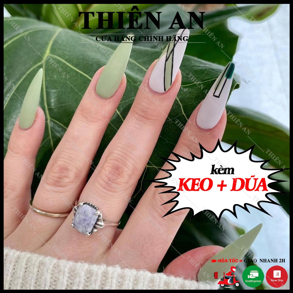 Bộ 24 móng tay phom dài thiết kế thời trang cá tính W14