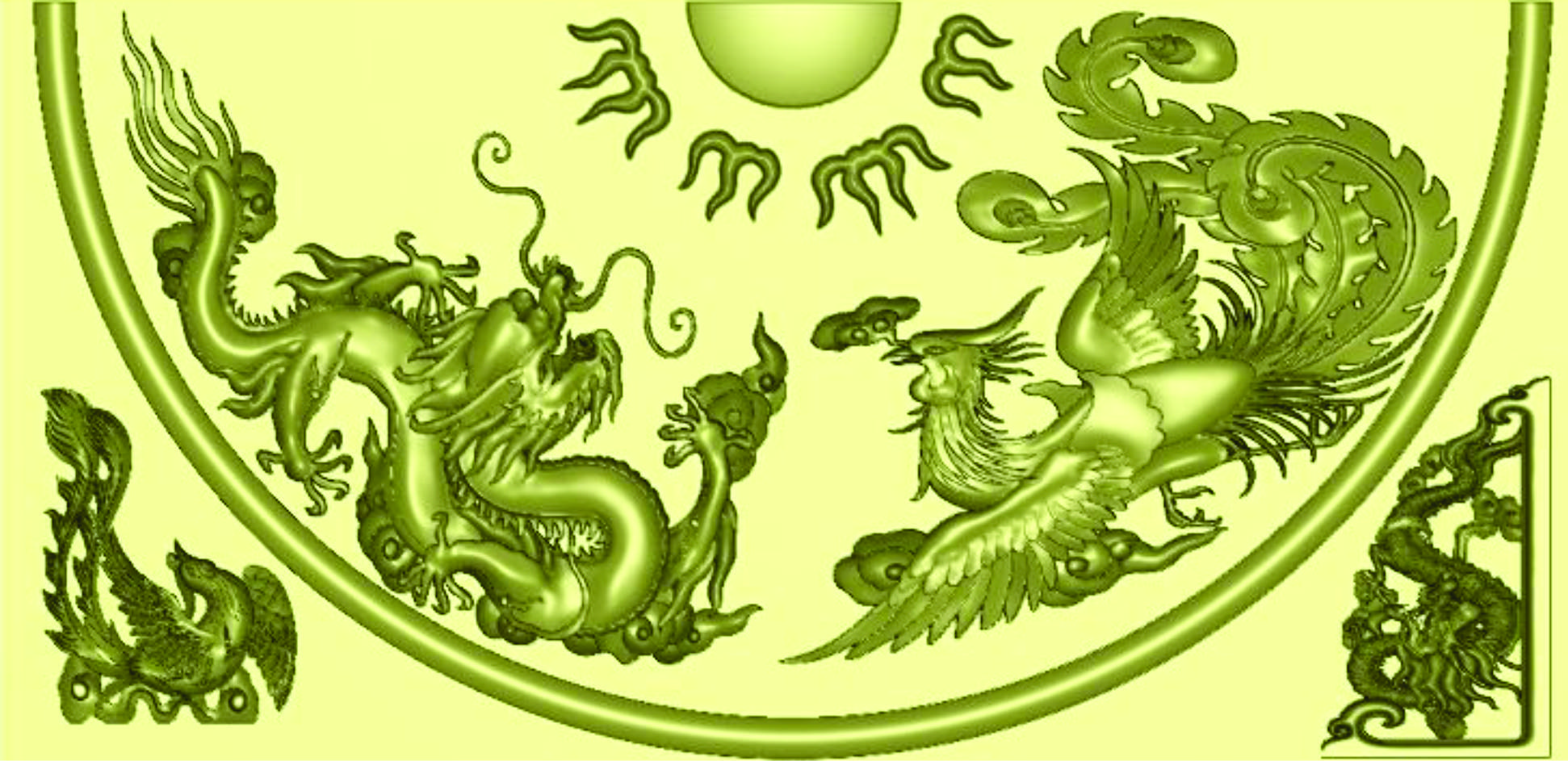 Tranh - Mâm trần Rồng phượng
