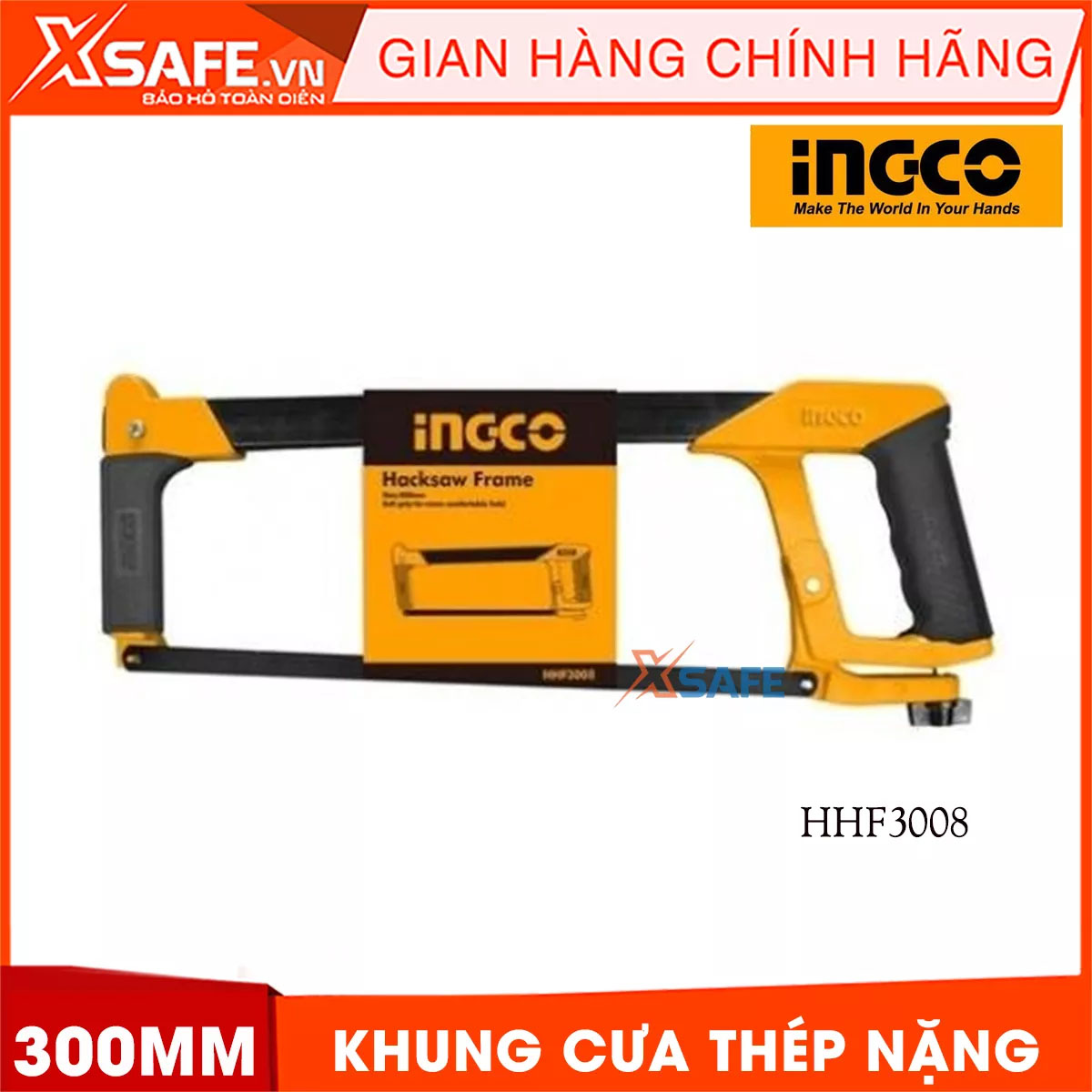 Hacksaw portable metal ingco size 300mm/12 inch, alloy anti-rust impact manipulation saw rapid cutting high efficiency [xsafe][XTools]